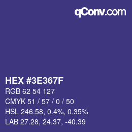 Color code: HEX #3E367F | qconv.com