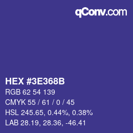 Color code: HEX #3E368B | qconv.com