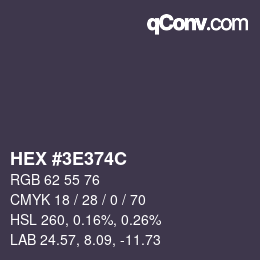 Color code: HEX #3E374C | qconv.com