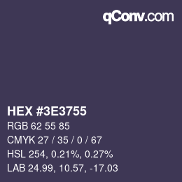 Color code: HEX #3E3755 | qconv.com