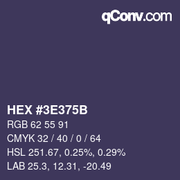 Color code: HEX #3E375B | qconv.com