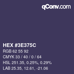 Color code: HEX #3E375C | qconv.com