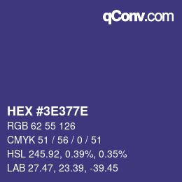 Color code: HEX #3E377E | qconv.com