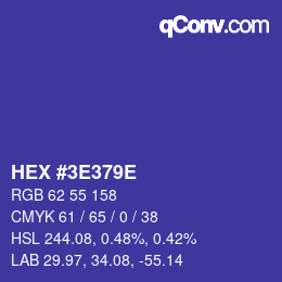 Color code: HEX #3E379E | qconv.com