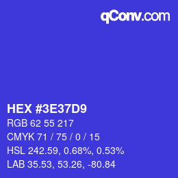 Color code: HEX #3E37D9 | qconv.com