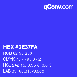 Color code: HEX #3E37FA | qconv.com
