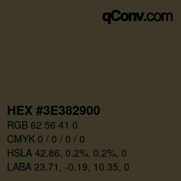 Color code: HEX #3E382900 | qconv.com