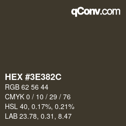 Color code: HEX #3E382C | qconv.com