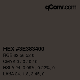 Color code: HEX #3E383400 | qconv.com