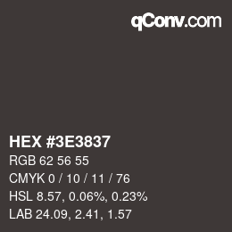 Color code: HEX #3E3837 | qconv.com