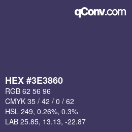 Color code: HEX #3E3860 | qconv.com