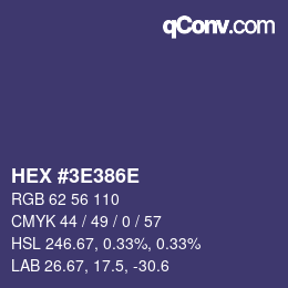 Color code: HEX #3E386E | qconv.com