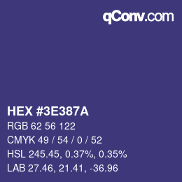 Color code: HEX #3E387A | qconv.com