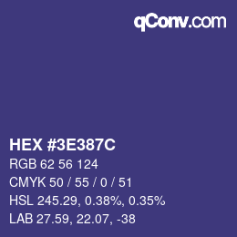 Color code: HEX #3E387C | qconv.com