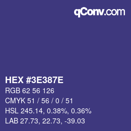 Color code: HEX #3E387E | qconv.com