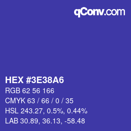 Color code: HEX #3E38A6 | qconv.com