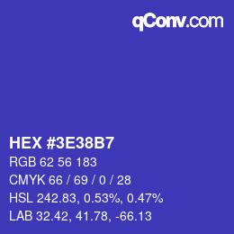 Color code: HEX #3E38B7 | qconv.com