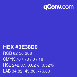 カラーコード: HEX #3E38D0 | qconv.com