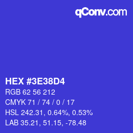 カラーコード: HEX #3E38D4 | qconv.com