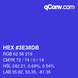 Color code: HEX #3E38DB | qconv.com