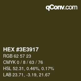 Color code: HEX #3E3917 | qconv.com