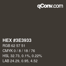 Color code: HEX #3E3933 | qconv.com