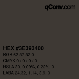 颜色代码: HEX #3E393400 | qconv.com