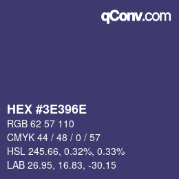 Color code: HEX #3E396E | qconv.com
