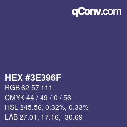 Color code: HEX #3E396F | qconv.com