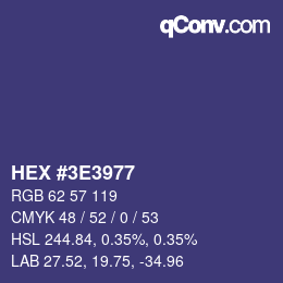 Color code: HEX #3E3977 | qconv.com