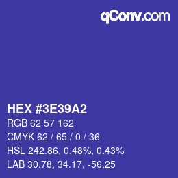 カラーコード: HEX #3E39A2 | qconv.com