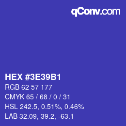 Color code: HEX #3E39B1 | qconv.com