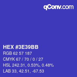 Color code: HEX #3E39BB | qconv.com