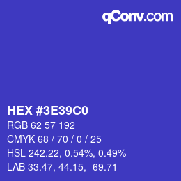 カラーコード: HEX #3E39C0 | qconv.com