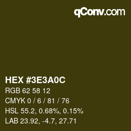 Color code: HEX #3E3A0C | qconv.com