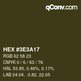Color code: HEX #3E3A17 | qconv.com