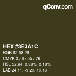 Color code: HEX #3E3A1C | qconv.com