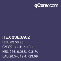 Color code: HEX #3E3A62 | qconv.com