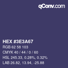 Color code: HEX #3E3A67 | qconv.com