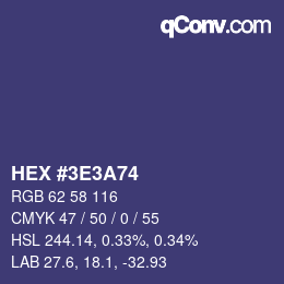 Código de color: HEX #3E3A74 | qconv.com