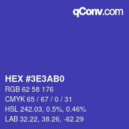 Color code: HEX #3E3AB0 | qconv.com