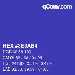 Color code: HEX #3E3AB4 | qconv.com