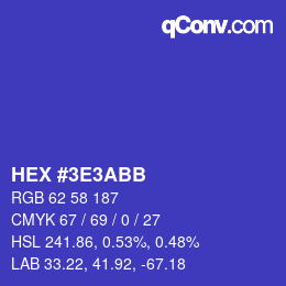 Color code: HEX #3E3ABB | qconv.com