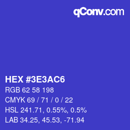 Color code: HEX #3E3AC6 | qconv.com