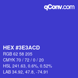Color code: HEX #3E3ACD | qconv.com