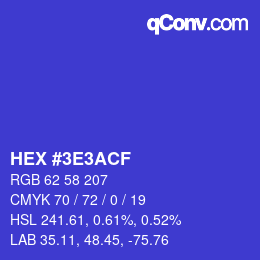 Color code: HEX #3E3ACF | qconv.com