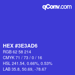 Color code: HEX #3E3AD6 | qconv.com