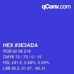 Color code: HEX #3E3ADA | qconv.com