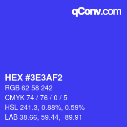 Color code: HEX #3E3AF2 | qconv.com