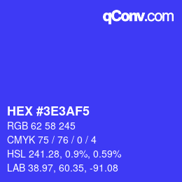 Color code: HEX #3E3AF5 | qconv.com